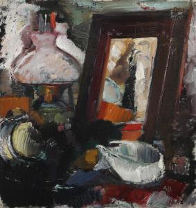BENTZEN Axel 1893-1952,Still life with oil lamp and mirror,Bruun Rasmussen DK 2024-01-23