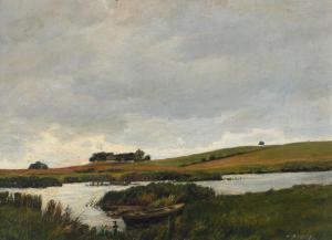BENTZEN BILKVIST Fritz Johannes 1865-1934,Landscape near Grønnemose with a bo,1933,Woolley & Wallis 2022-12-14