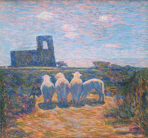 BENVENUTI Benvenuto 1881-1959,Paesaggio con pecore,Galleria Pananti Casa d'Aste IT 2024-02-16