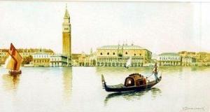 BENVENUTI S,gondola on calm water with panoramic buildings ,Fieldings Auctioneers Limited 2010-05-08