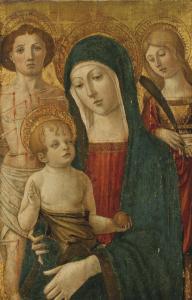 BENVENUTO DI GIOVANNI Meo Guasta 1436-1517,Vierge à l'Enfant entourée de saint Sébastien,Christie's 2012-06-21