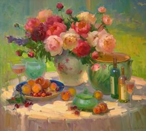 BERBERIAN Ovanes 1951,Outdoor Still Life With Roses And Peonies,Freeman US 2024-04-17