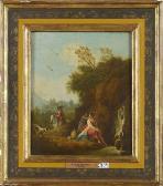 BERCHEM Nicolaes 1620-1683,Scène galante au bord de la cascade,VanDerKindere BE 2022-09-06