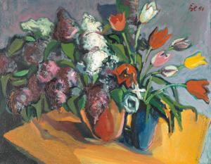 BERCHTOLD Hubert 1922-1983,Tulpen und Flieder,1950,Palais Dorotheum AT 2019-03-26