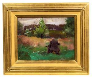 BERDANIER Paul Frederick 1879-1961,Soldier Painting in a Field,Hindman US 2018-07-17