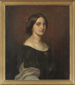 BERDELLE Johann Baptiste,Portrait of a lady, bust-length, in a black dress ,Christie's 2008-01-15