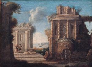 BERDOT Jean Georges 1614-1679,Promeneurs dans des ruines antiques,Piasa FR 2013-04-10