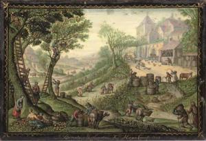 BERENTS Jacob,Peasants harvesting and gathering apples from tree,1742,Christie's 2006-11-16