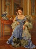 BERENY Rudolf 1869,Portrait de Madame de Taffin au salon,1910,Aguttes FR 2018-10-08