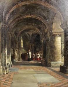 BERESFORD Daisy Radcliffe 1879-1939,church interior of cloister,1912,Batemans Auctioneers & Valuers 2017-06-03