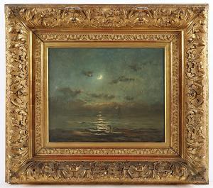 BERG Betzy Rezora 1850-1922,Nächtliches Meeresufer im Mondschein,Von Zengen DE 2021-03-26