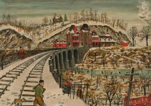 Berge Stephens 1908-1988,Ice Skating at Train Station by the Thomas Viaduct,Weschler's US 2012-11-16