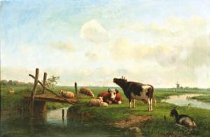 BERGE ten Bernardus Gerardus 1825-1875,Polderlandschap met rustend vee,Venduehuis NL 2011-05-18