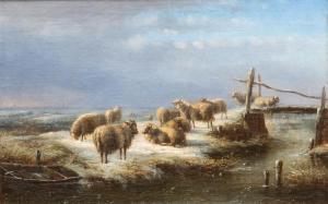 BERGE ten Bernardus Gerardus 1825-1875,Sheep in a frozen polder landscape,Venduehuis NL 2018-05-30