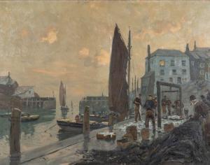 BERGEN Claus 1885-1964,Kleiner Hafen in Cornwall,Stahl DE 2024-02-24