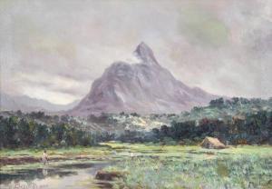 Bergen P.J,Rice fields and mountain in Indonesian landscape,1928,Venduehuis NL 2017-09-20