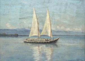 BERGER Georg 1800-1900,Voilier sur le lac,1909,Dogny Auction CH 2014-09-30