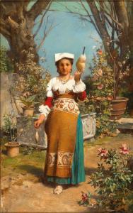 BERGER Julius Victor 1850-1902,Italienisches Mädchen mit Spinnrocken,Palais Dorotheum AT 2022-06-20