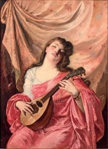 BERGER Julius Victor 1850-1902,La joueuse de mandoline,1884,De Maigret FR 2022-06-17