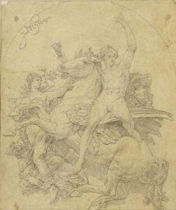 BERGER Julius Victor 1850-1902,Mythologischer Entwurf mit Pegasus,Wendl DE 2021-03-06