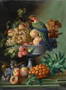 BERGER Mathieu 1807,Still Life of Fruits with a Parrot,Van Ham DE 2015-05-15