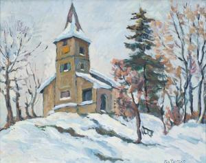 BERGER Richard 1894-1984,Eglise des Diablerets,Dogny Auction CH 2023-02-07