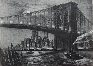 BERGER Richard 1894-1984,Twilight Over Brooklyn Bridge,Rachel Davis US 2015-03-21