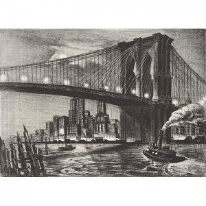 BERGERE Richard 1912,Twilight Over Brooklyn Bridge,1912,Treadway US 2015-12-05