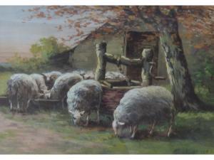 BERGHILYS A,Sheep feed from a trough by a well,1912,Capes Dunn GB 2014-09-30