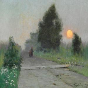 BERGHOLZ Richard Alexandrovich 1864-1920,Russian evening landscape,1920,Bruun Rasmussen 2014-11-25