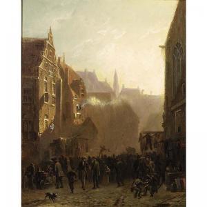 BERGHUIS Sybolt 1820-1896,a market scene in a street, groningen,1863,Sotheby's GB 2004-12-21