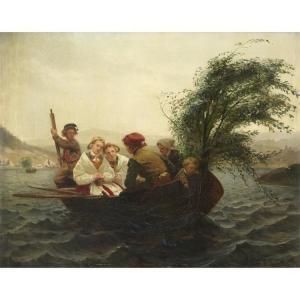 BERGSLIEN Knud Larsen 1827-1908,THE BOATING PARTY,1870,Freeman US 2017-01-23