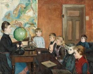 BERGSTRÖM Endis Ingeborg 1866-1950,Classroom interior,Bukowskis SE 2011-06-14