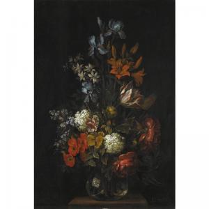 BERICHAU Heinrich 1660-1716,STILL LIFE OF FLOWERS IN A GLASS VASE, INCLUDING C,Sotheby's 2006-07-06