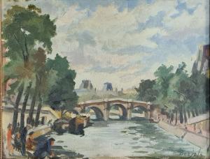 BERJOLE Pierre 1897-1990,Pont de Paris, scènes parisiennes,Rossini FR 2023-01-17