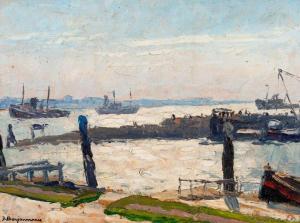 BERJONNEAU Jehan 1890-1972,L'embarcadère de la Meuse, Hollande,Cornette de Saint Cyr FR 2018-12-18