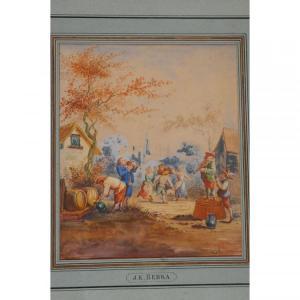 BERKA Johan 1758-1815,La fête flamande,Herbette FR 2017-03-19