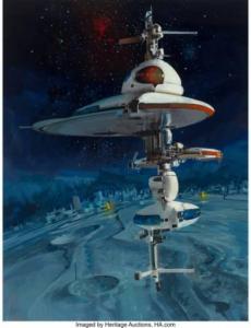BERKEY John Conrad 1932-2008,Spaceship over Lunar Landscape,Heritage US 2021-10-04
