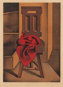 BERLEWI Henryk 1894-1967,Red chair with drapery,1953,Desa Unicum PL 2024-01-25