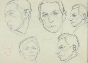BERLEWI Henryk 1894-1967,Szkice twarzy,Rempex PL 2007-04-18