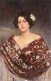 BERMEJO SOBERA Jose 1879-1945,Portrait d’’une élégante à la coiffe fleurie,VanDerKindere 2013-10-15