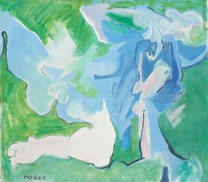BERNADETTE PREDAIR 1948,Composition en bleu et vert,Horta BE 2022-11-14