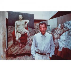 BERNARD Bruce 1928-2000,Lucian Freud with two portraits of Leig,1990,Phillips, De Pury & Luxembourg 2016-11-03