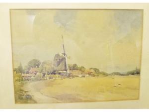 BERNARD Charles Edward Burton 1890-1977,Windmill landscape,Smiths of Newent Auctioneers 2016-04-08