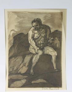 BERNARD Emile 1868-1941,Homme nu assis avec des lions,Osenat FR 2012-11-25