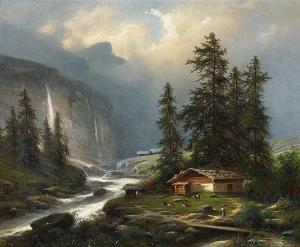 BERNARDI Joseph 1826-1907,Der Staubach im Lauterbrunnental im Berner Oberland,Van Ham DE 2018-01-31