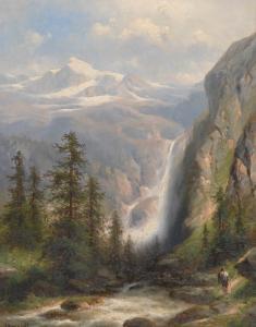 BERNARDI Joseph 1826-1907,Wasserfall im Berner Oberland,Wendl DE 2017-06-15