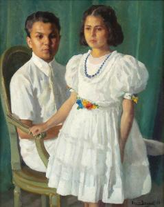 BERNARDI Romolo 1876-1956,Ritratto dei figli,1953,Bertolami Fine Arts IT 2020-06-18