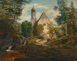 BERNATZ Johann Martin 1802-1878,Wallfahrtskirche in Süddeutschland,1831,Galerie Bassenge 2022-12-01