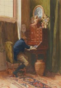 BERNATZIK Wilhelm,A young man in stockings at a writing desk,1900,Palais Dorotheum 2018-10-02